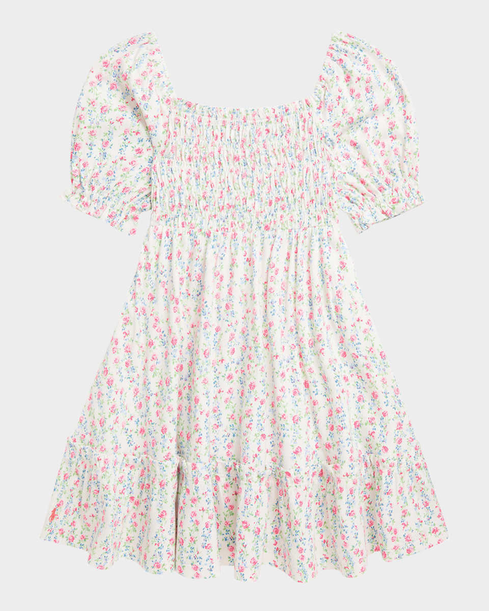 Girl's Floral-Print Smocked Day Dress, Size 2-